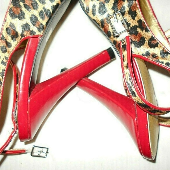 Vintage Rare Leopard Print Sexy Ankle Straps Shoes - Picture 4 of 5